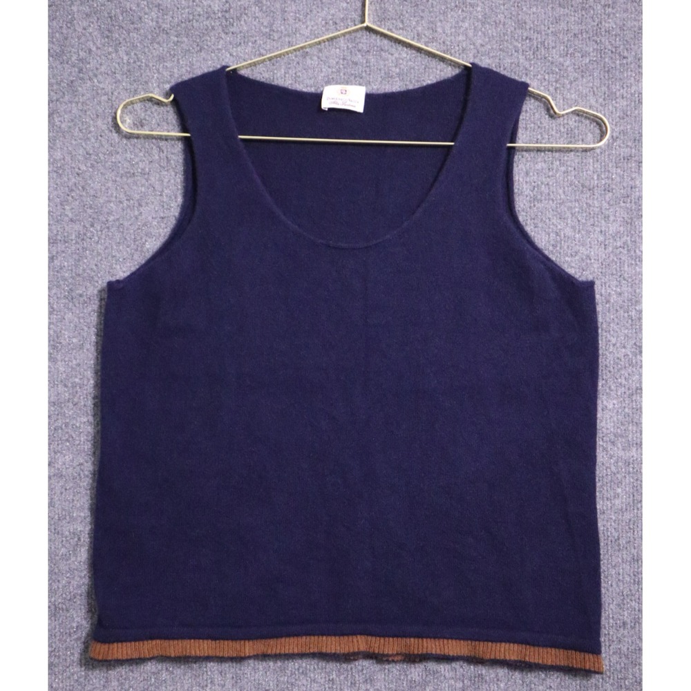Domenico Vacca Shirt Women Small Blue 100% Cashmere‎ Tank Top Scoop Neck EUC